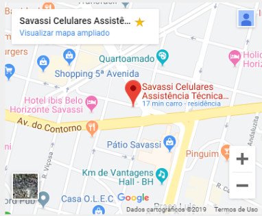 Mapa Savassi Celulares - Rua Fernandes Tourinho 35 loja 110 – Savassi, Belo Horizonte – MG, 30112-000, Brasil